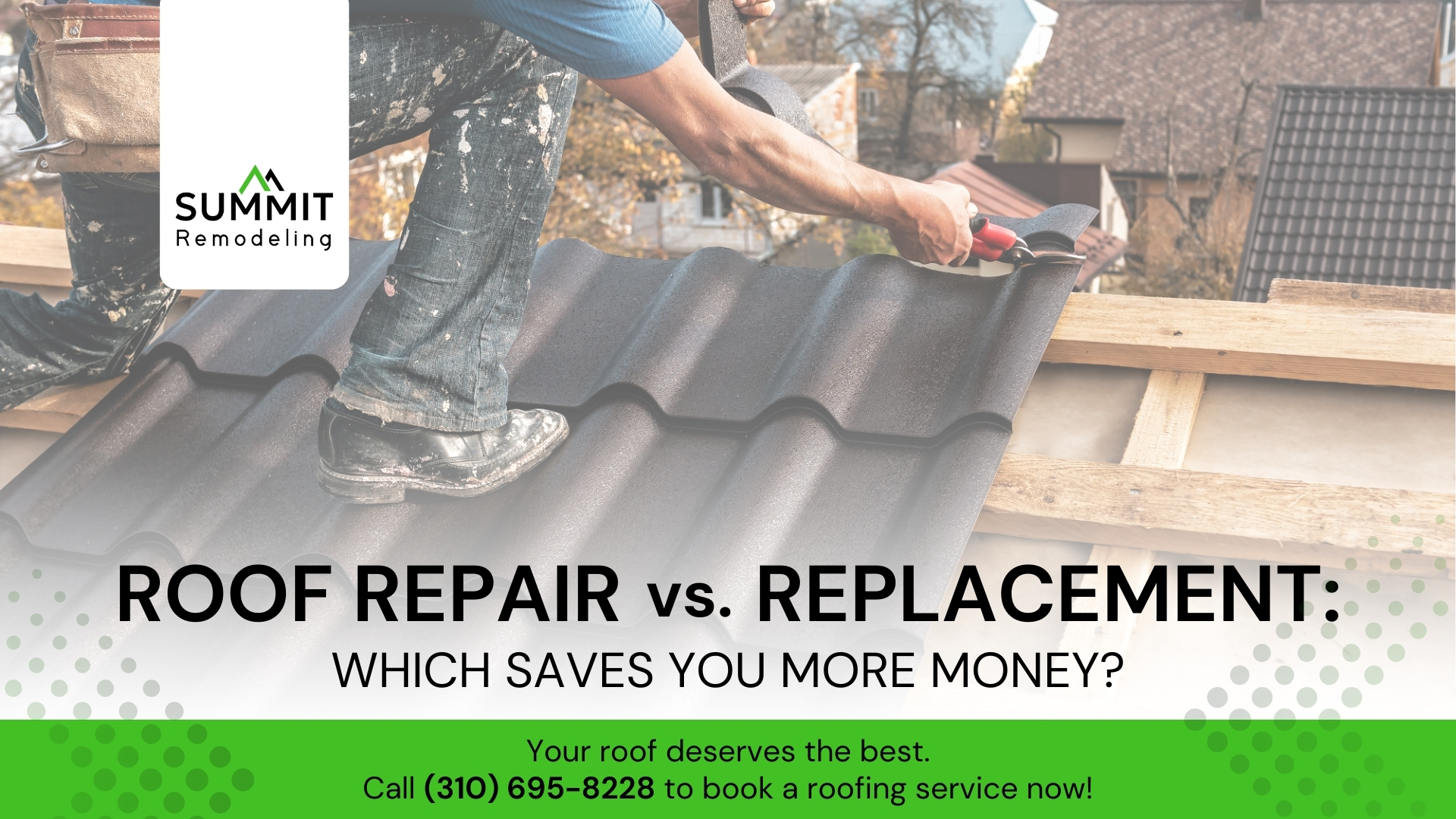 Roofing work in progress illustrating roof repair vs. replacement options