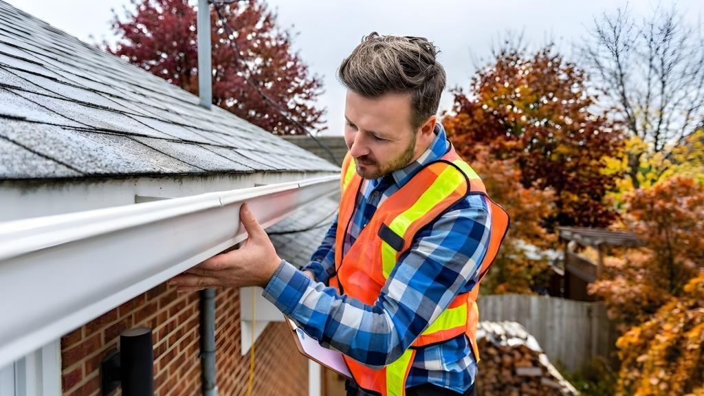 Gutter inspection on residential roof in Los Angeles